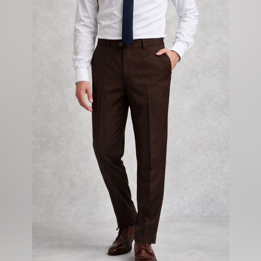 Angelico Hiltl Super 140s Wool Dress Pants Brown Men’s Size 36 Tailored